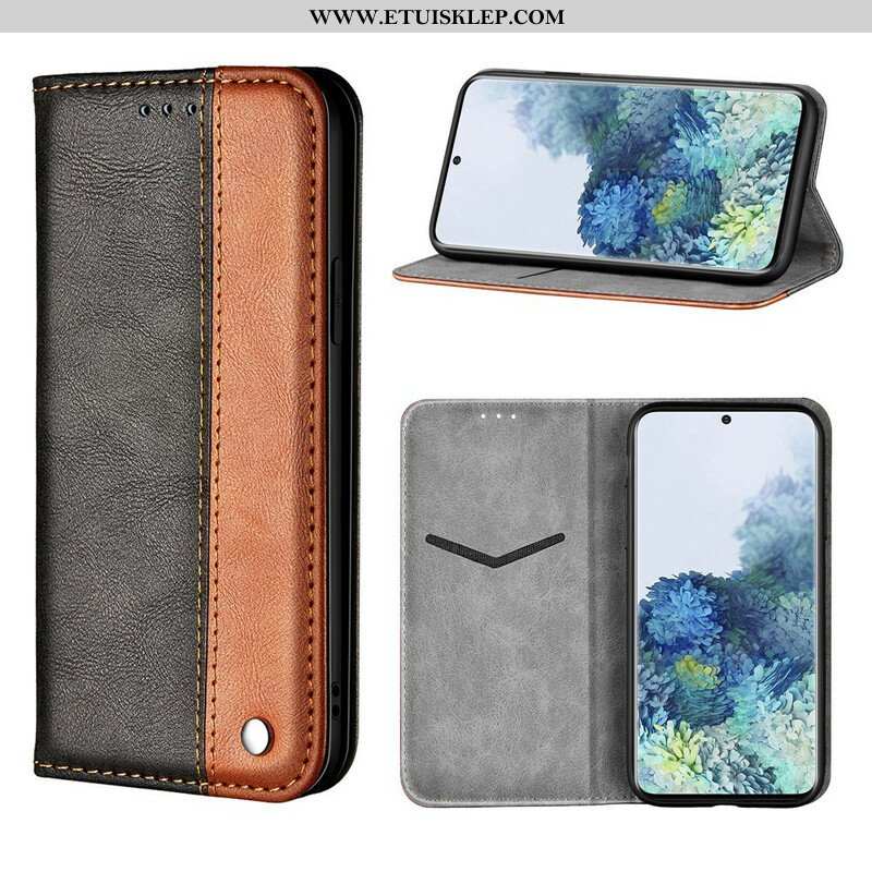 Etui Na Telefon do Samsung Galaxy S21 5G Etui Folio Dwukolorowy Efekt Skóry